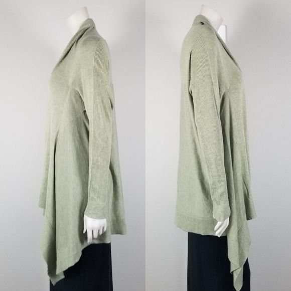 Lululemon Cashlu Knit Waterfall Open Cardigan In Heathered Rosemary Green Sz M/L - Picture 2 of 13